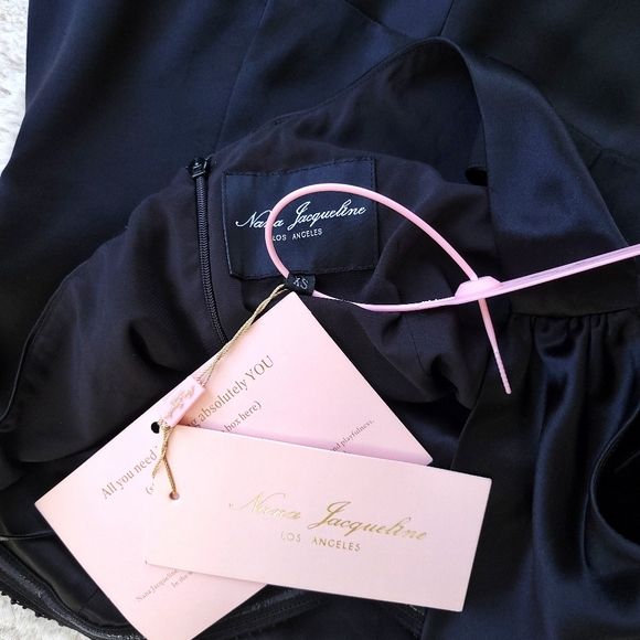 Nana Jacqueline x Revolve Satin Pearl Crystal Satin Asymmetrical Midi Dr… - Picture 5 of 12